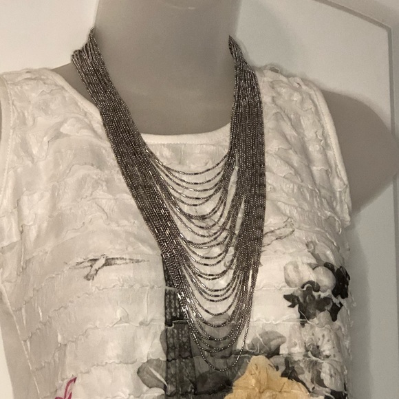 NWT Multi-Row Italian Waterfall Necklace in Silvertone. - Picture 9 of 16